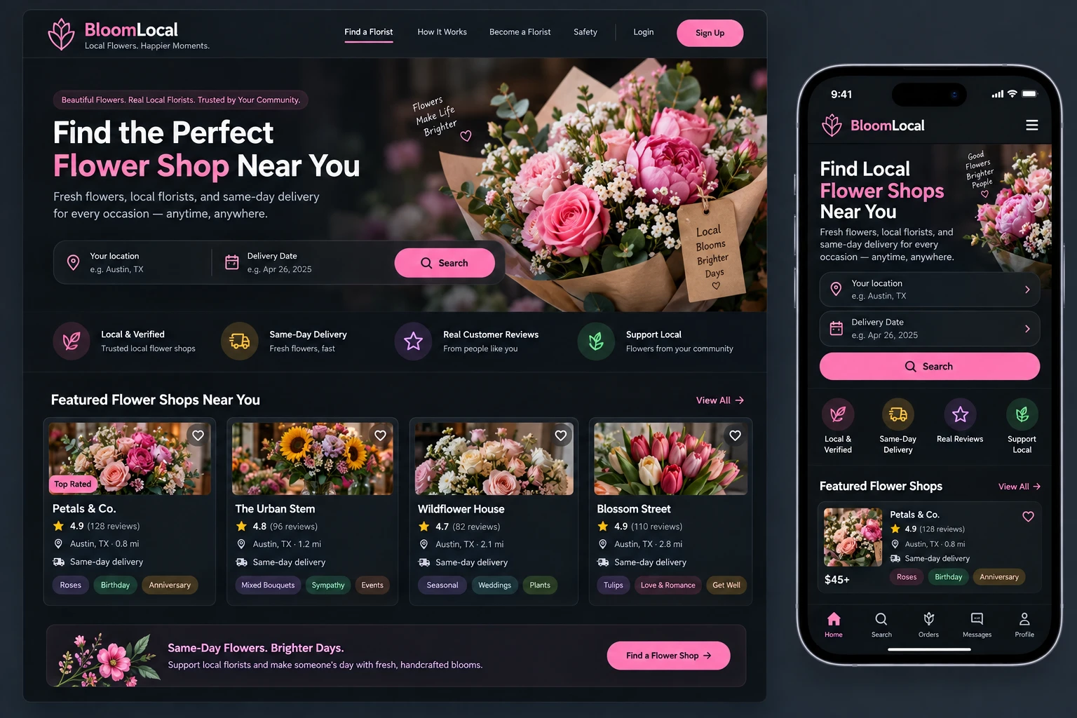 Florist listing site concept