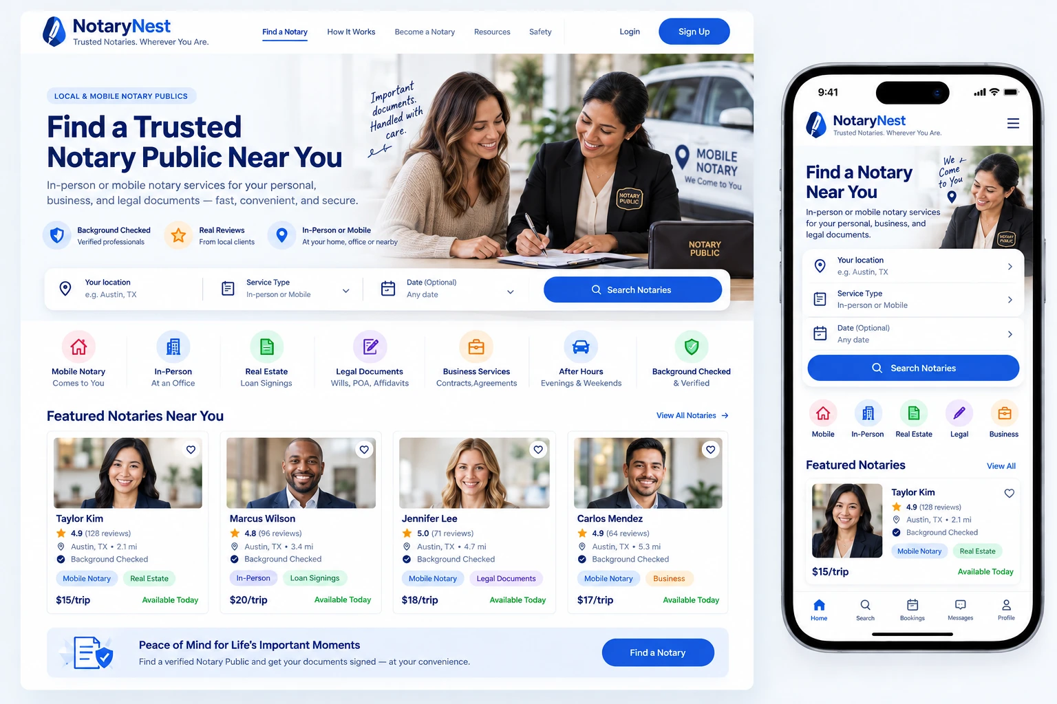Notary listing site concept